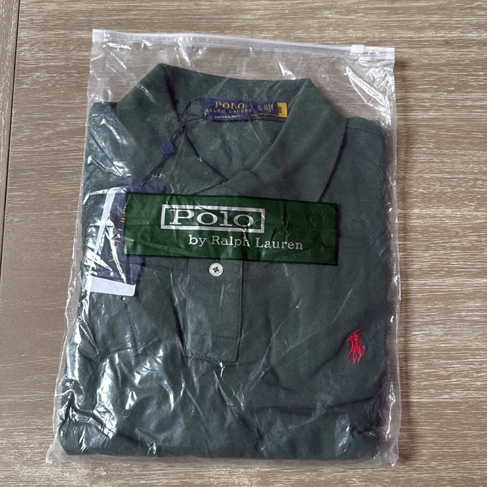 Polo Ralph Lauren Basic‎ Custom Slim-Fit Mesh Polo Shirt Green XL New With Tags